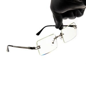 Mens Silver Rimless Frame Vintage Square Clear Lens Hip Hop Glasses